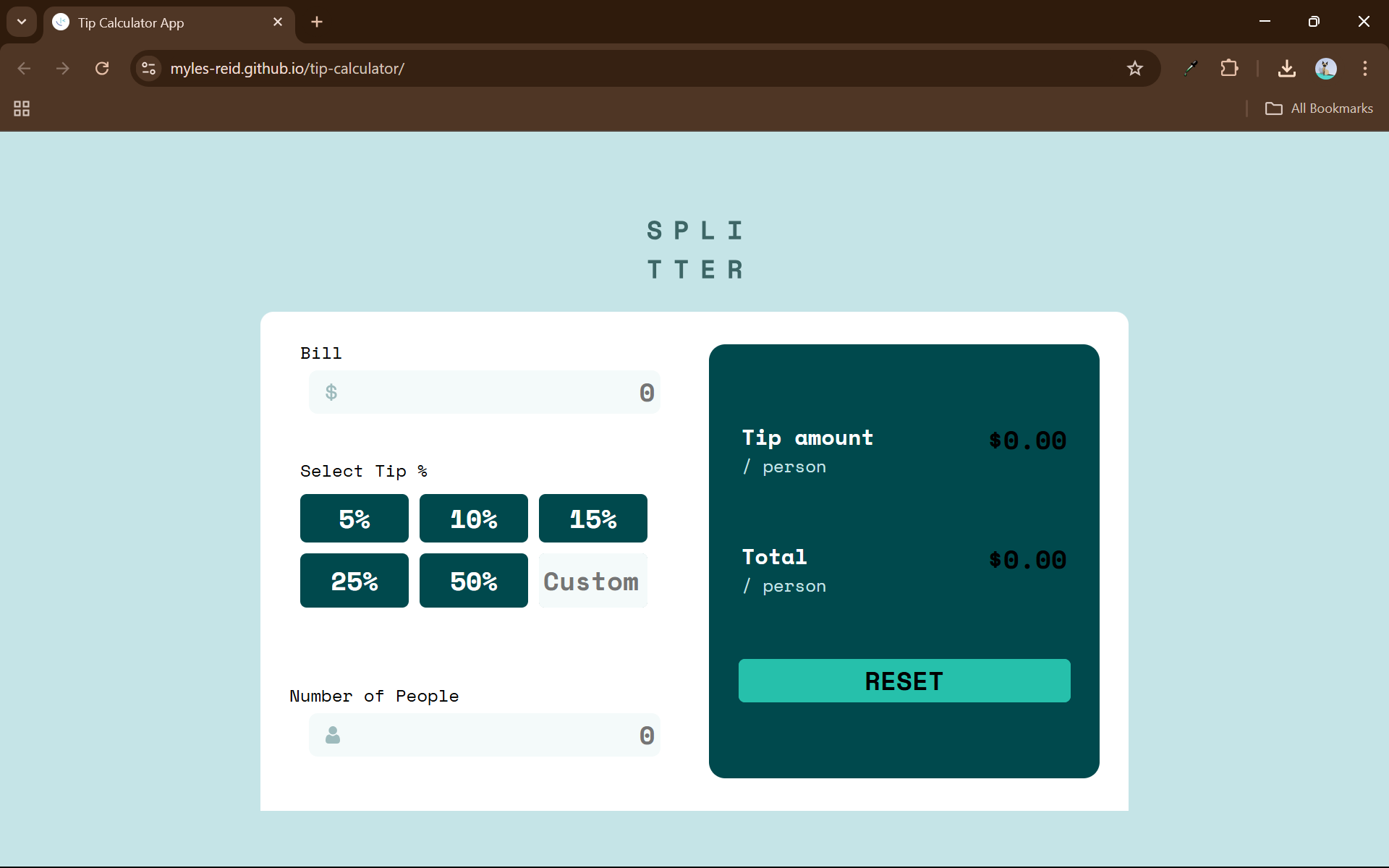 Tip Calculator Screenshot